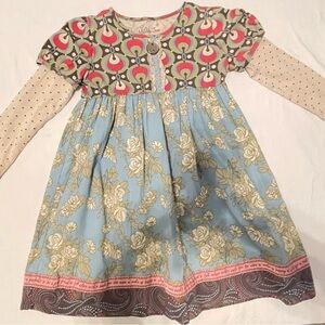 Matilda Jane Long Sleeve Dress Retro Red and Blue Dress Size 8